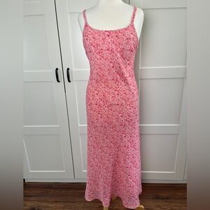 Vintage Y2K Pink Floral Maxi Slip Dress